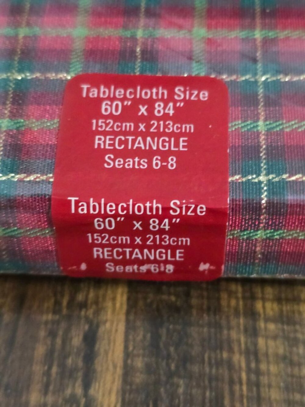 NWT Lenox Holiday Nouveau Joyful Tablecloth 60" X 84" Rectangle Red Green Plaid - Picture 3 of 7